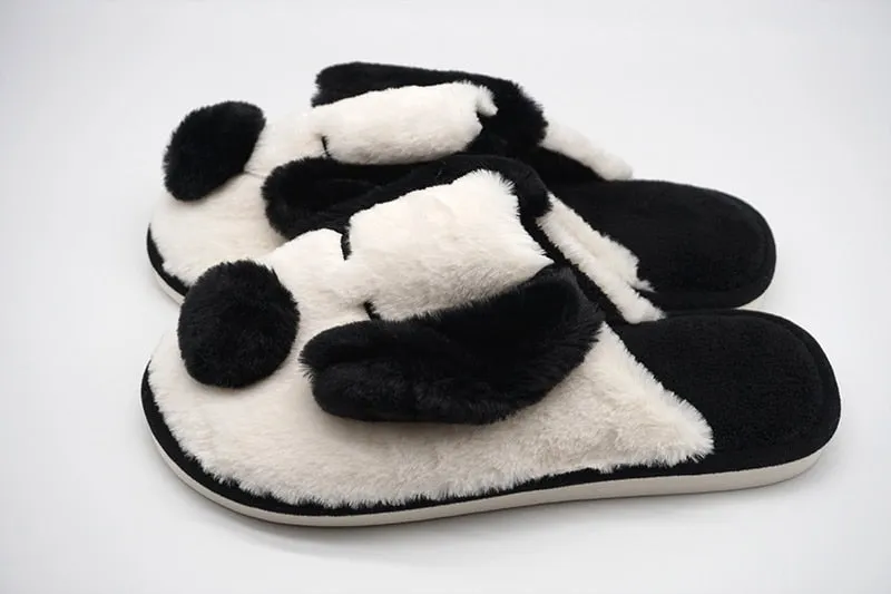 Advbridge Winter House Fur Slippers Warm Cotton Shoes Cute Lovely Cartoon Dog Indoor Bedroom Women Men Ladies Lovers Couple Furry Slippers