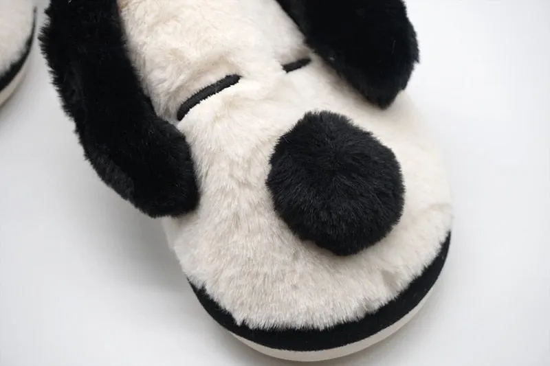 Advbridge Winter House Fur Slippers Warm Cotton Shoes Cute Lovely Cartoon Dog Indoor Bedroom Women Men Ladies Lovers Couple Furry Slippers