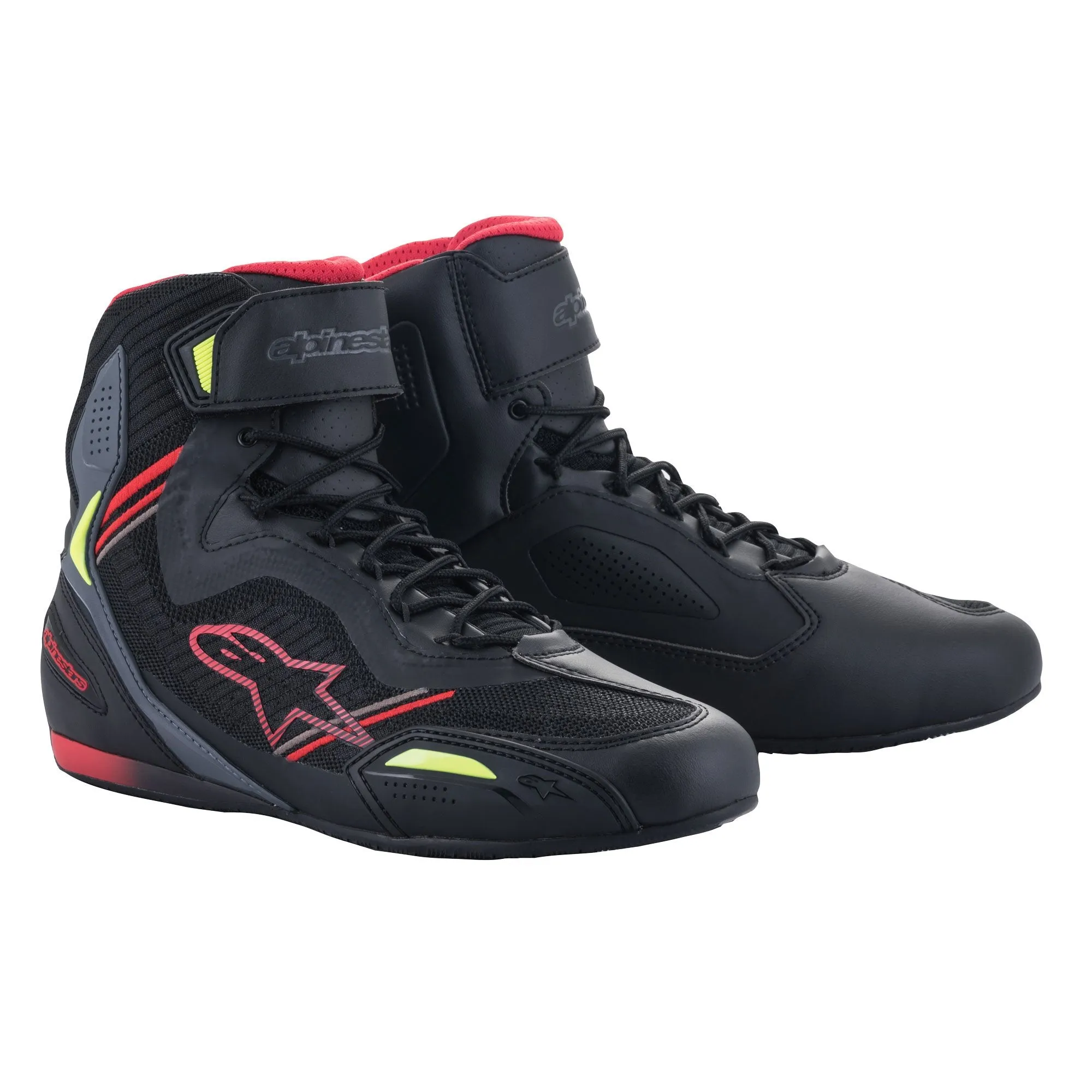 Alpinestars Faster-3 Rideknit Motorcycle Riding Shoes Black Red Yellow Fluo