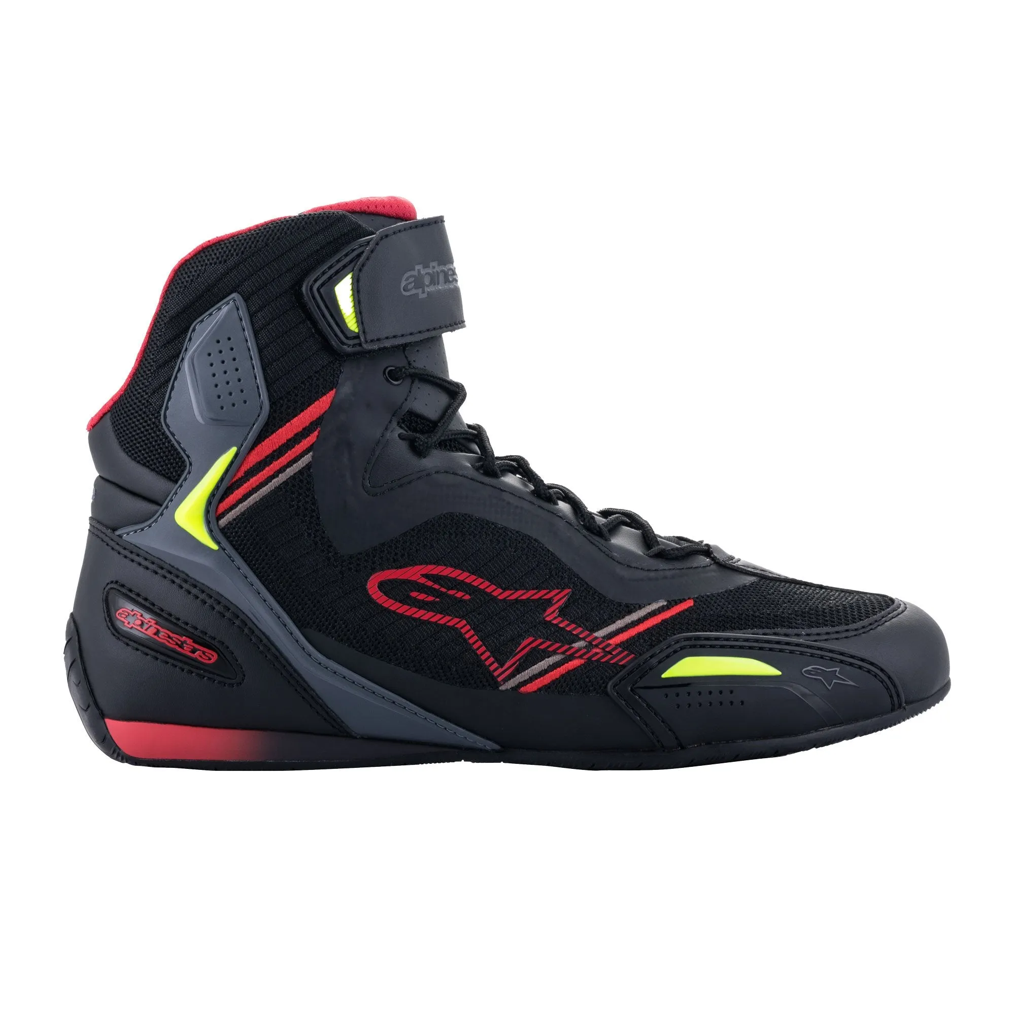 Alpinestars Faster-3 Rideknit Motorcycle Riding Shoes Black Red Yellow Fluo