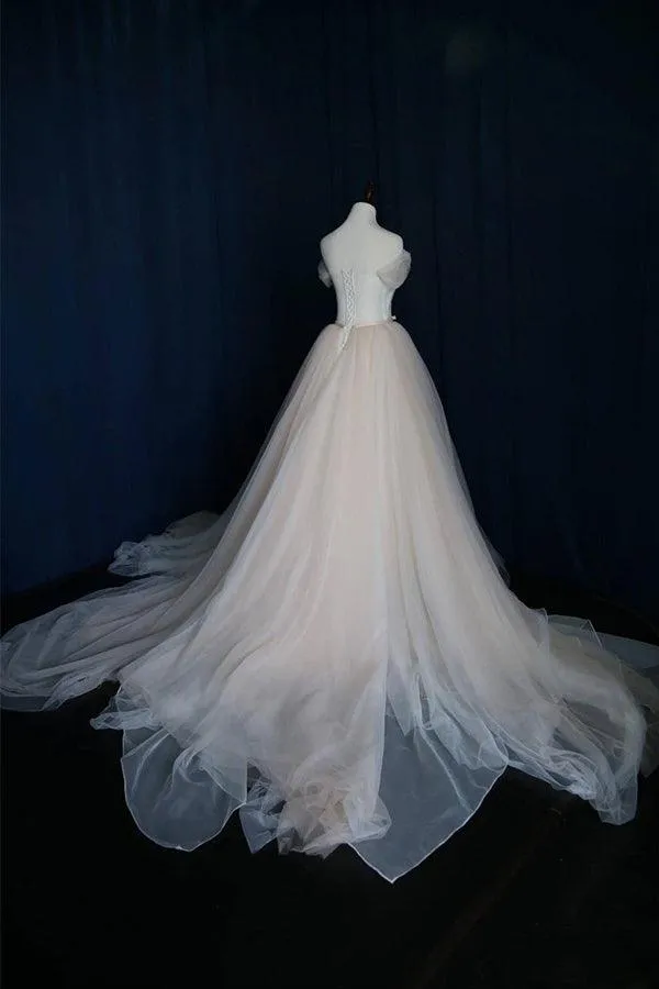 Ball Gown Tulle Sweetheart Lace up  Bowknot Wedding Dresses WD200