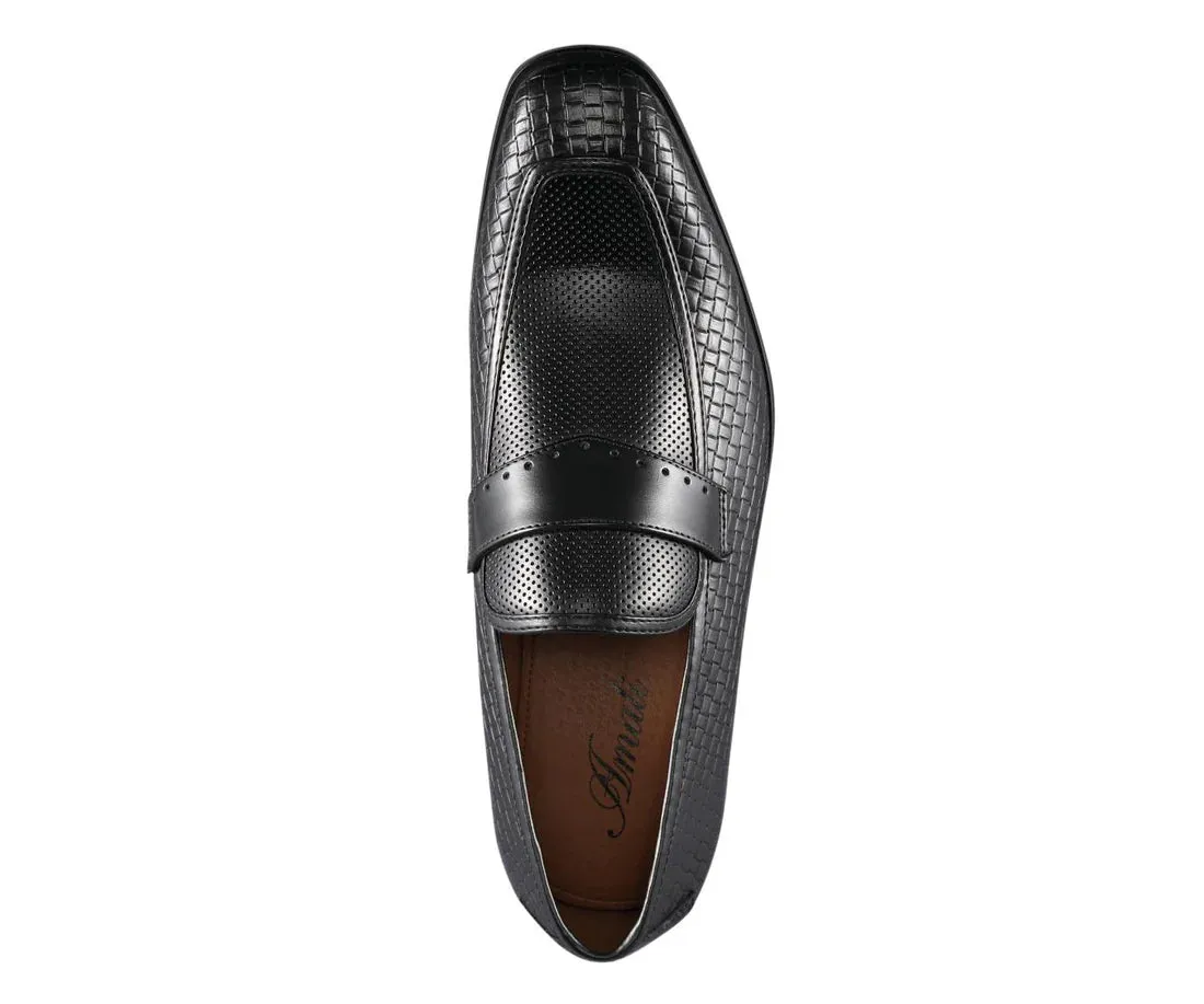 Black Men's fashion design Slip-On Dress Shoes Printed Leather Loafer Style-WREN