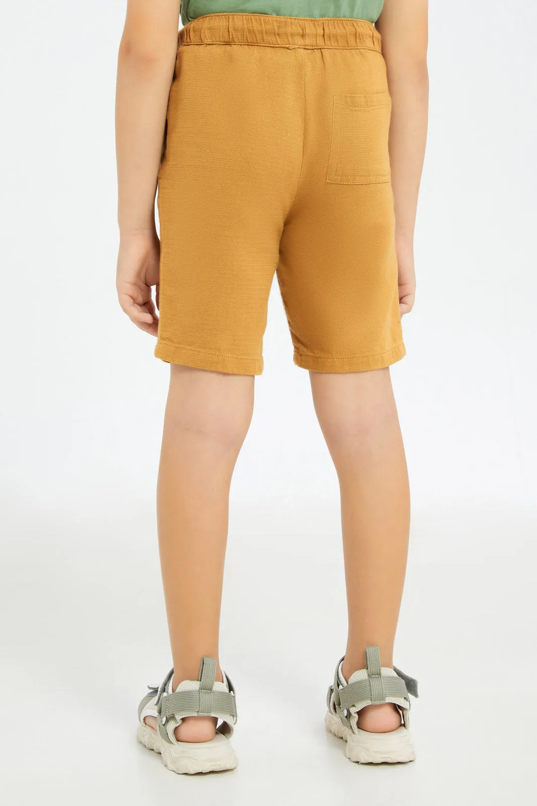 Boys Brown Cotton Pull-On Shorts