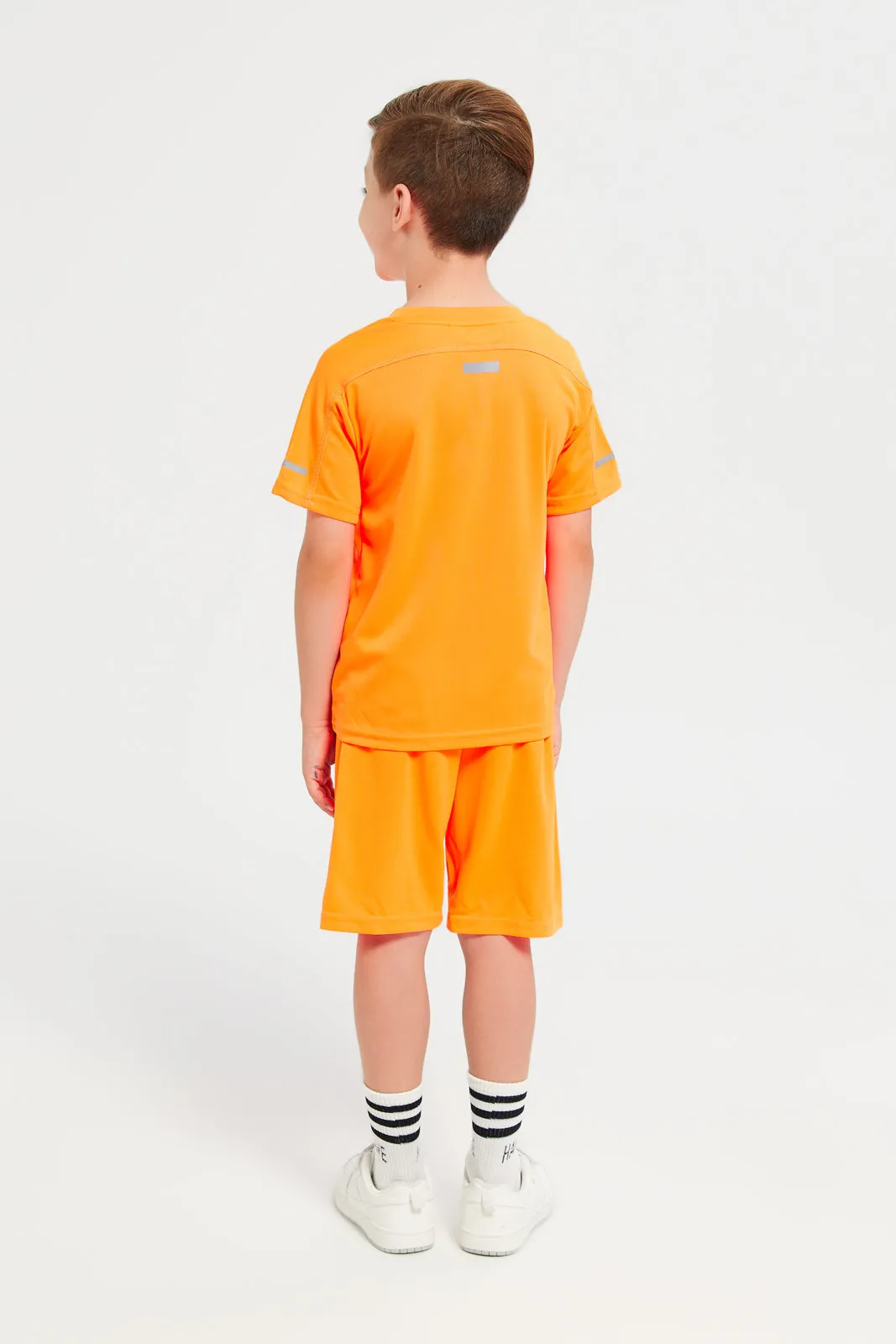 Boys Orange Active T-Shirt & Shorts Set (2 Piece)