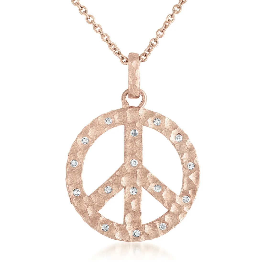 Charlotte Rose Plated Peace Symbol Drop Pendant