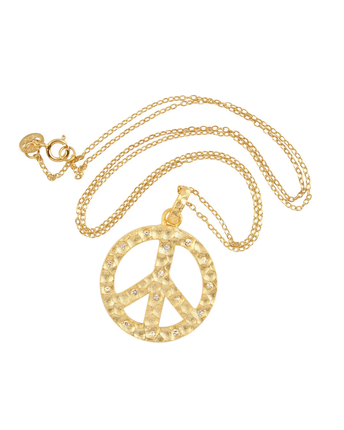 Charlotte Rose Plated Peace Symbol Drop Pendant