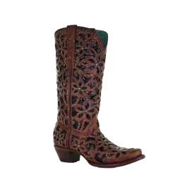 Corral Boots Women's Tan Black Inlay Embroidered Boot