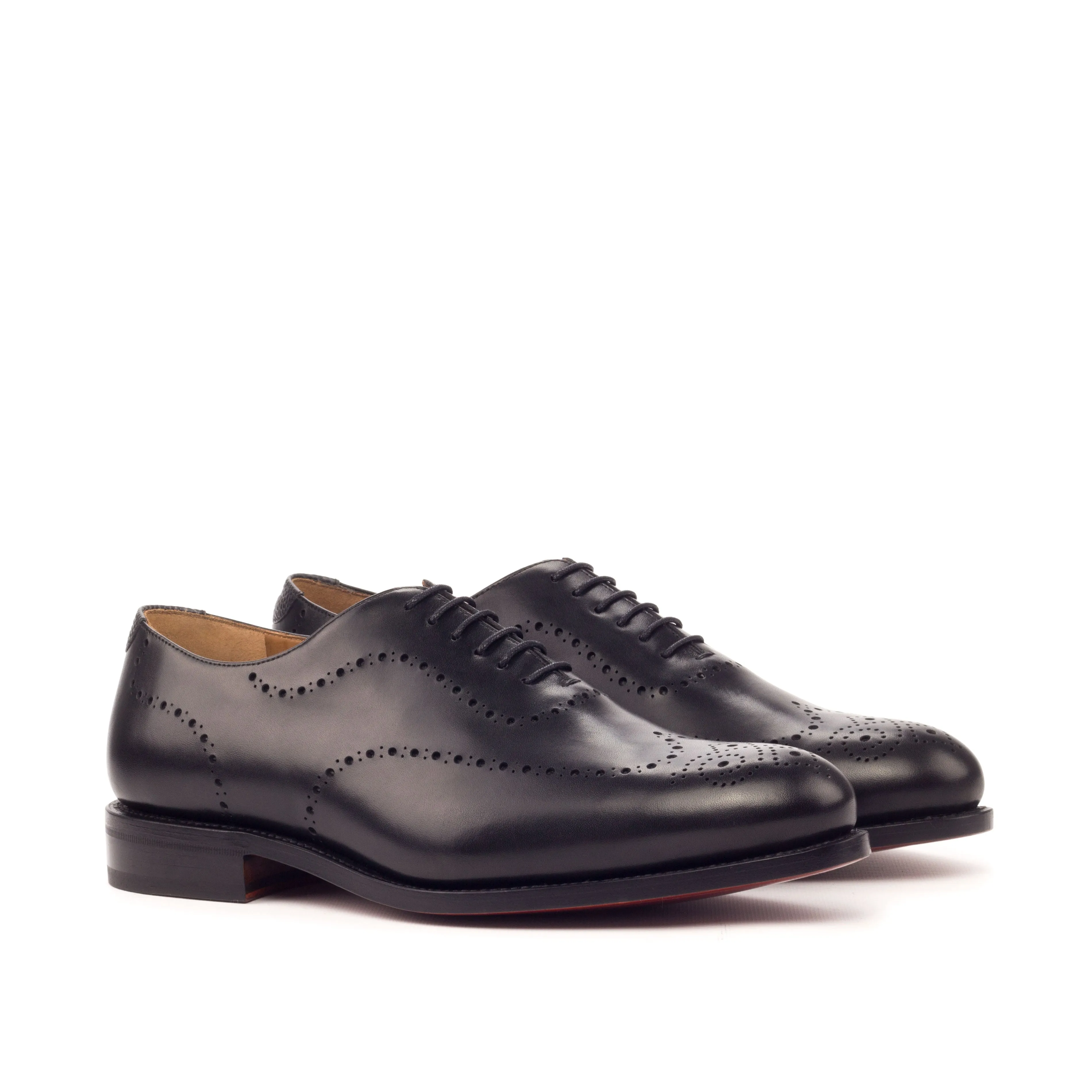 DapperFam Giuliano in Black Men's Italian Leather & Italian Pebble Grain Leather Whole Cut