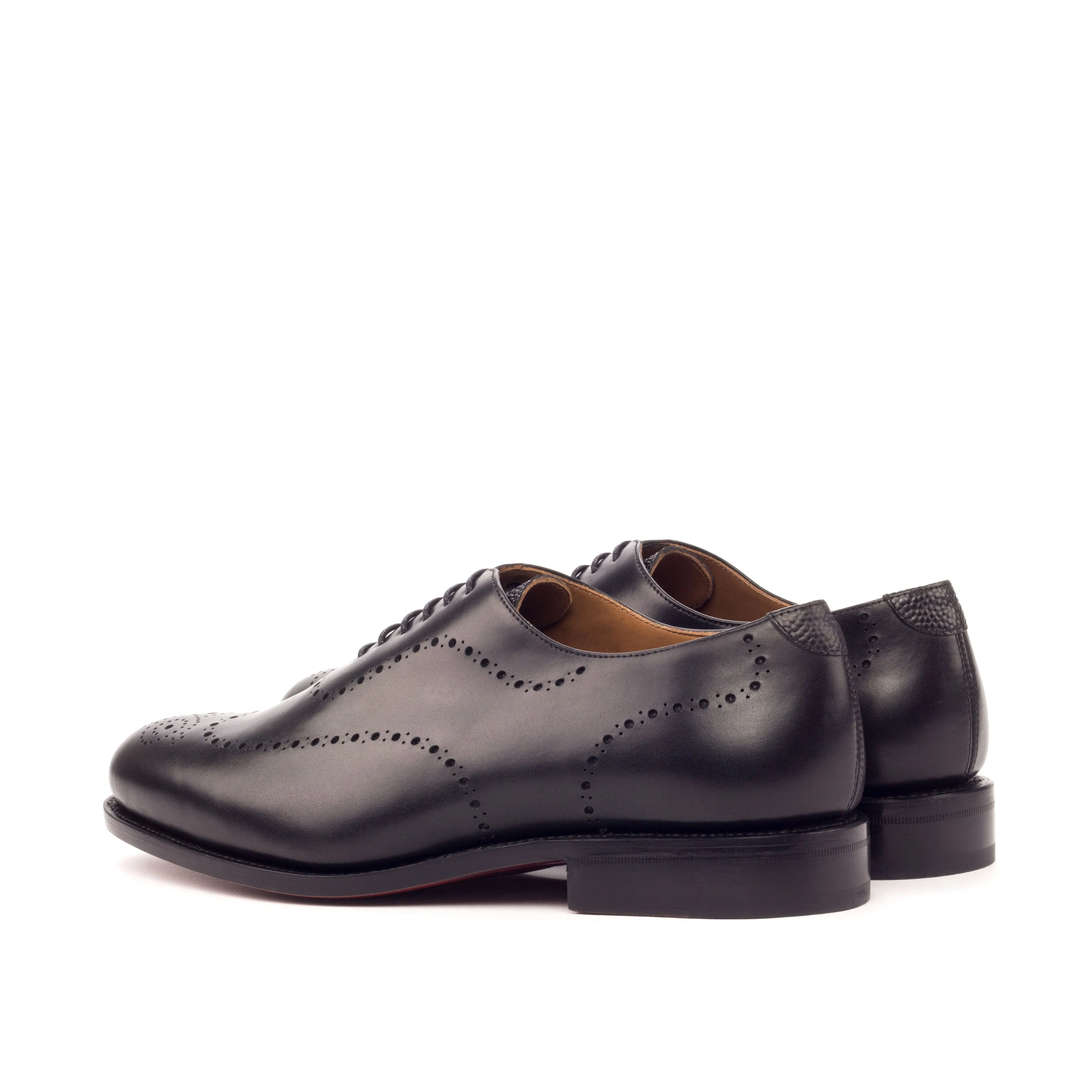 DapperFam Giuliano in Black Men's Italian Leather & Italian Pebble Grain Leather Whole Cut