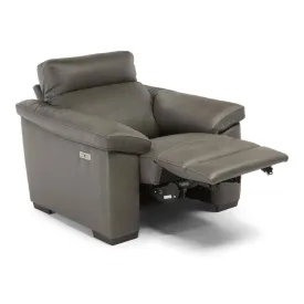 ESTREMO DARK GREY LEATHER RECLINER