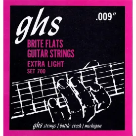 GHS 700 Brite Flats Electric Guitar Strings Extra Light 9-42 Gauge