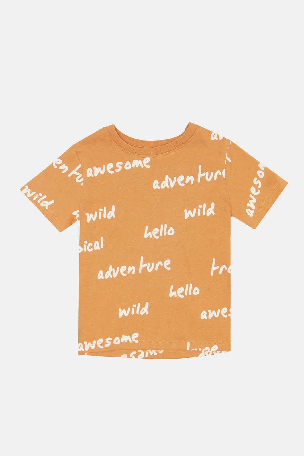 Infant Boys Orange Adventure Printed T-Shirt