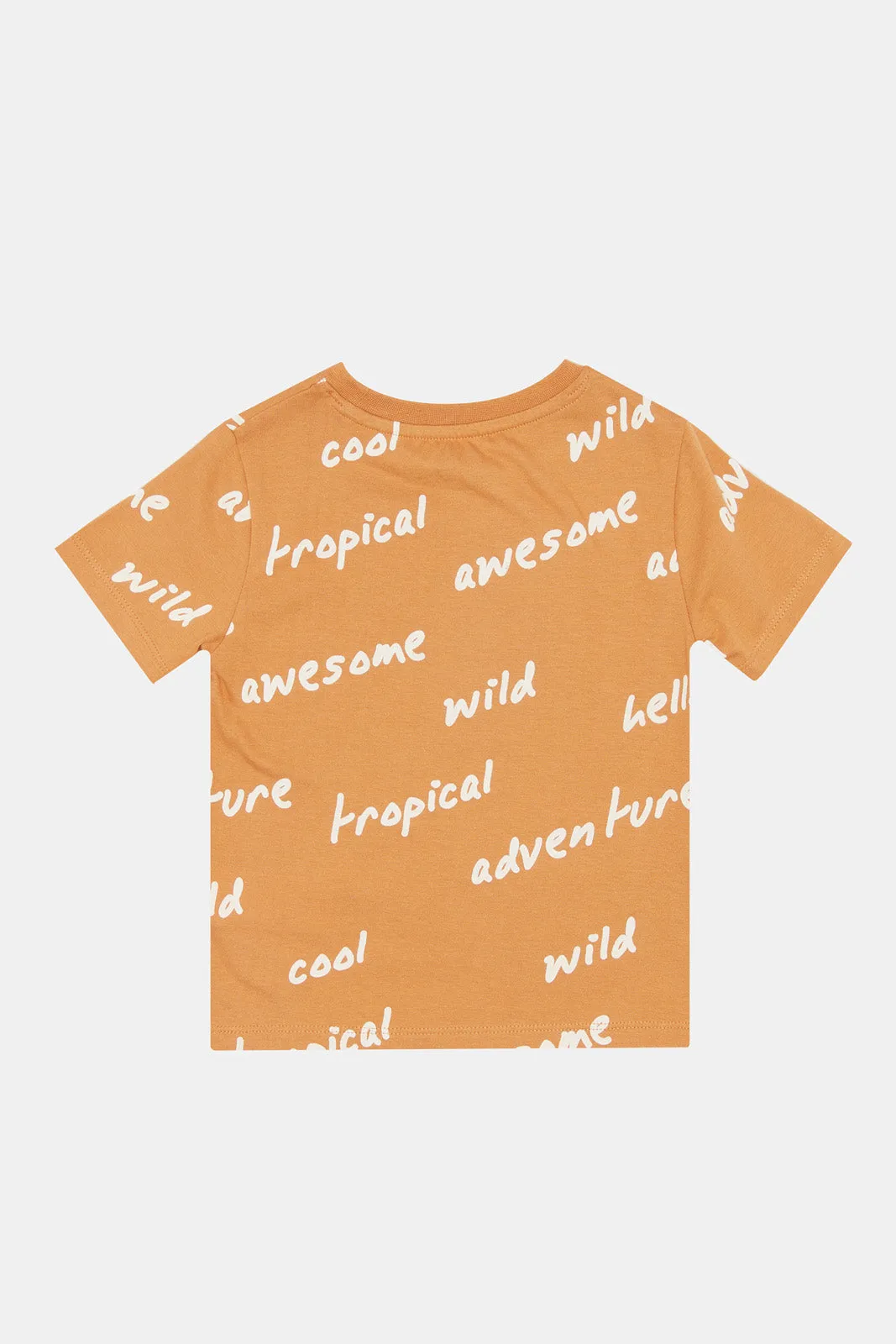 Infant Boys Orange Adventure Printed T-Shirt