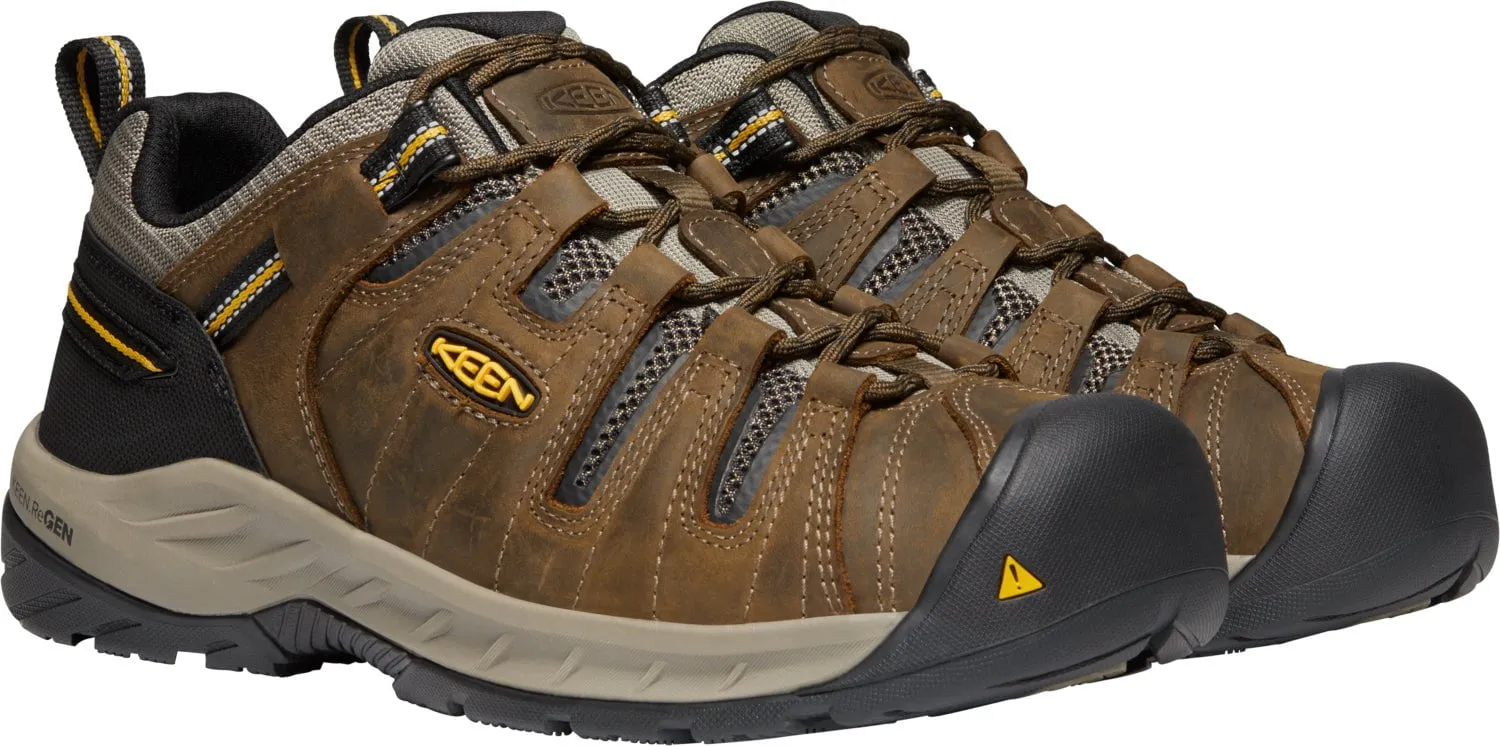 Keen Utility Mens Flint II Soft Toe Cascade Brown/Golden Rod Leather Work Shoes