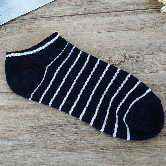 Men Sock 10 pieces =5 Pairs /lot Package Male Summer Light Socks Stripe Cotton Short Sock Wholesale Couples Socks Sale