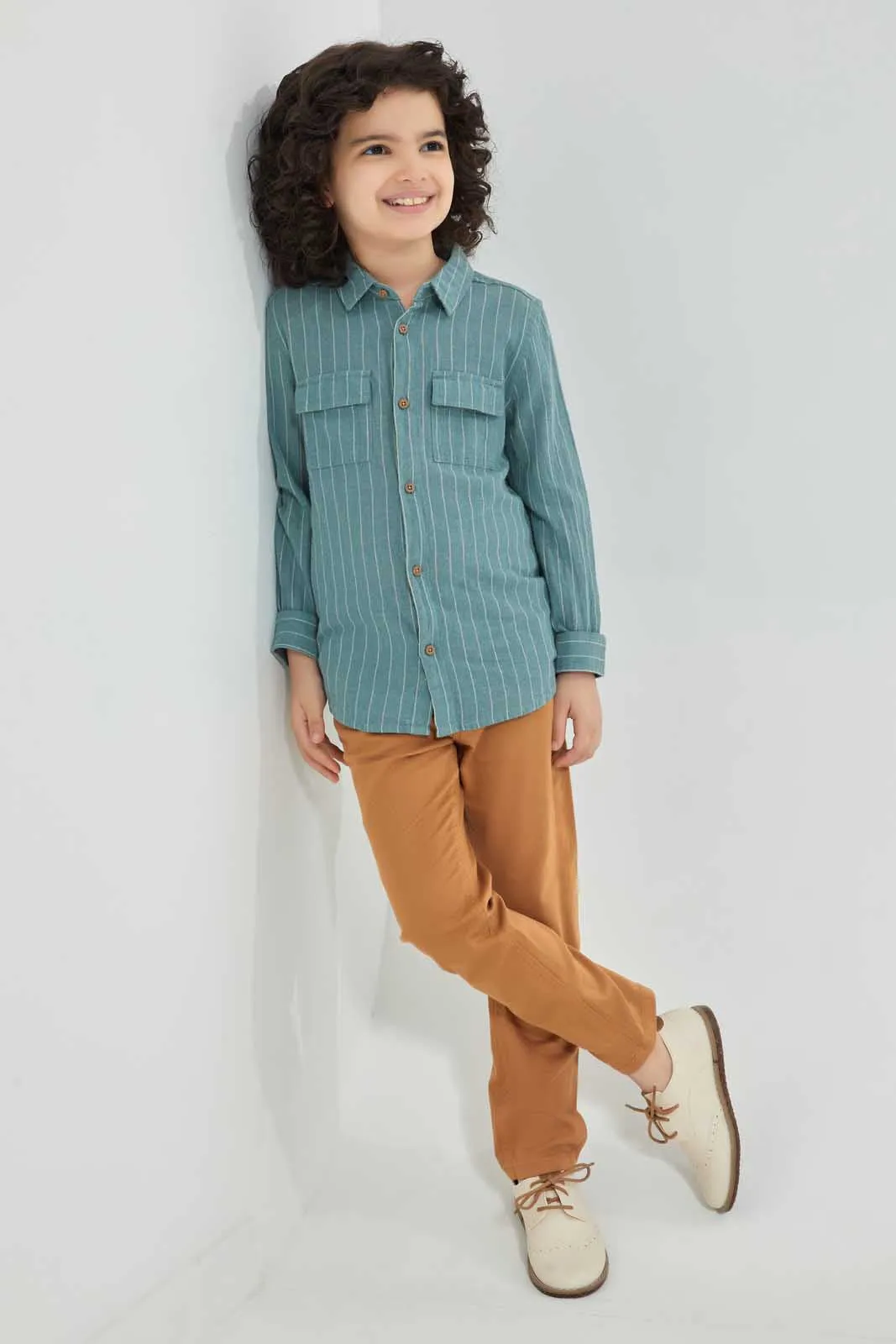 Mint Stripe Cotton Oversize Shirt