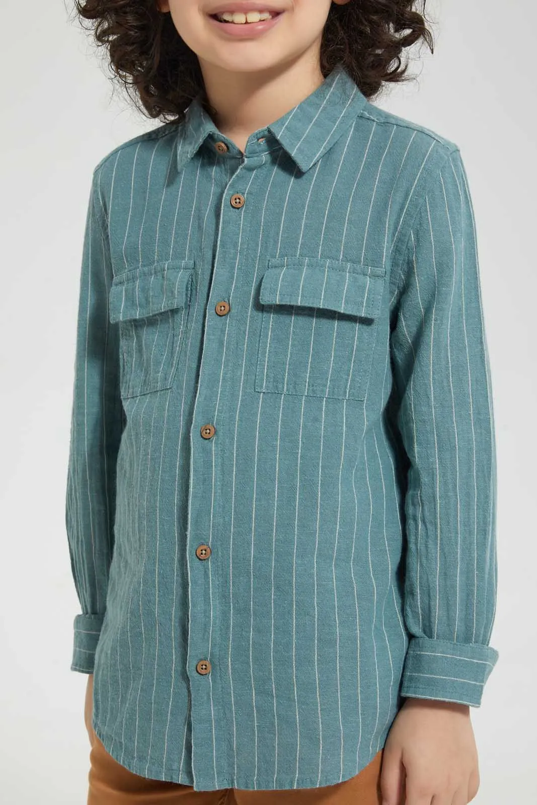 Mint Stripe Cotton Oversize Shirt