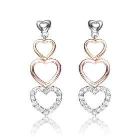 Monique Tri Color Heart Shape Drop Earrings