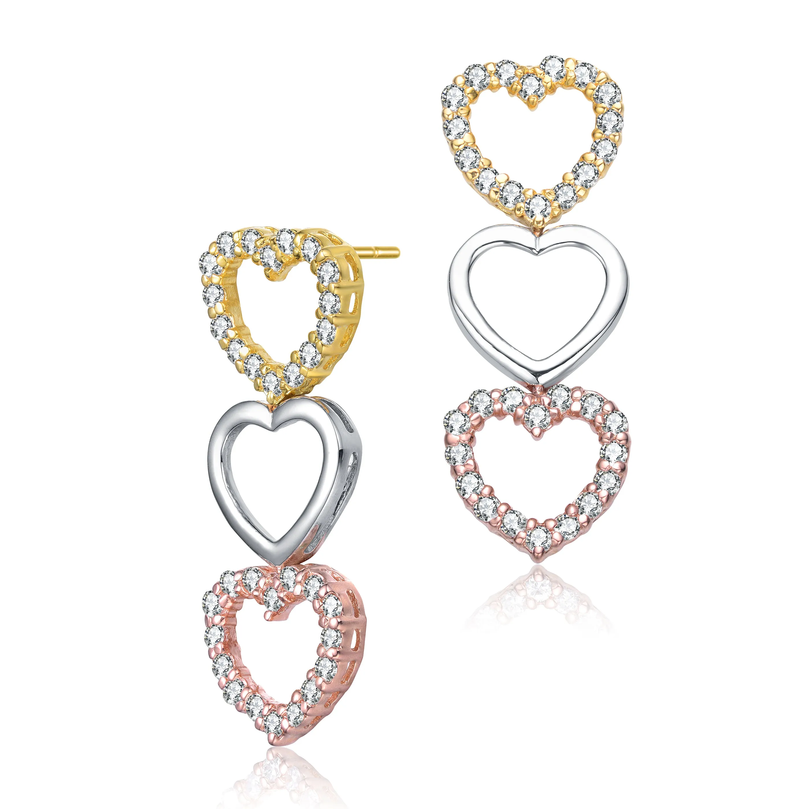 Monique Tri Color Heart Shape Drop Earrings