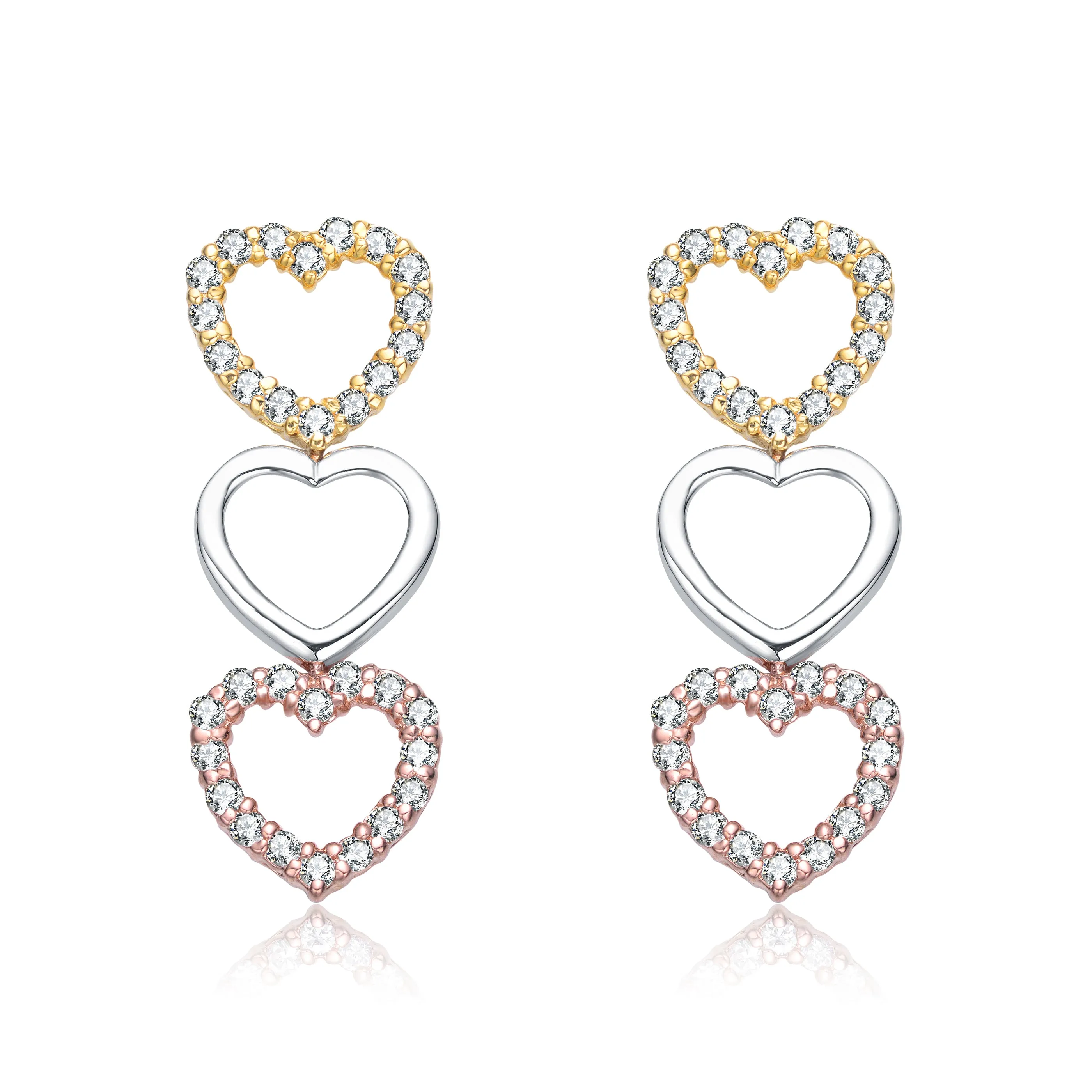 Monique Tri Color Heart Shape Drop Earrings