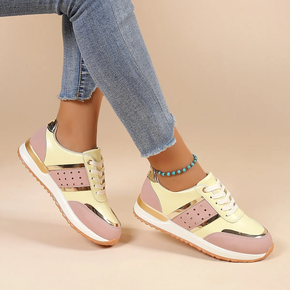 OCW Orthopedic Women Shoes Leather Breathable Comfy Summer Platform Sneakers