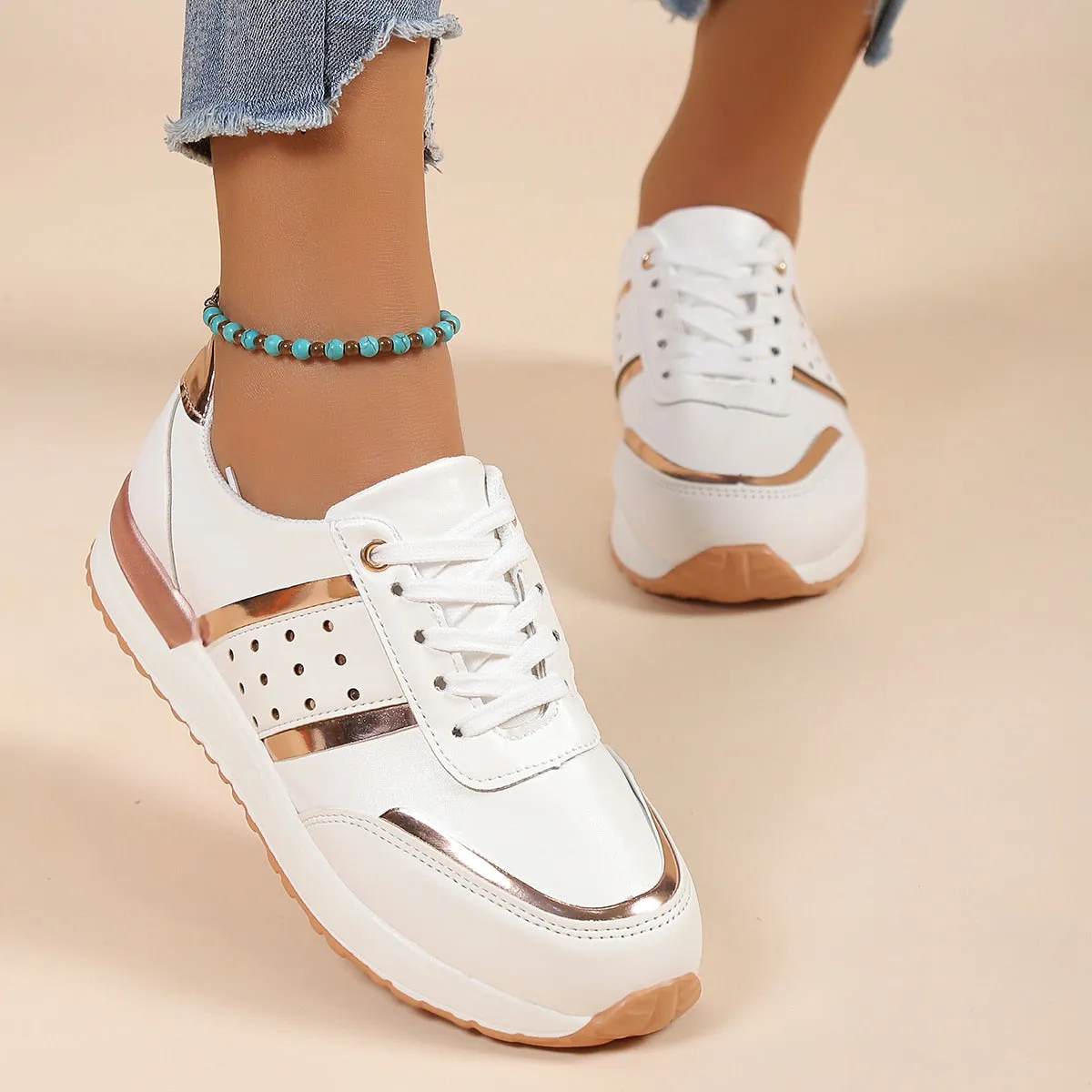 OCW Orthopedic Women Shoes Leather Breathable Comfy Summer Platform Sneakers