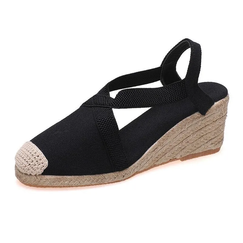 OCW Wedges Women Shoes Closed Toe Espadrille Platform Height Increase Sandals