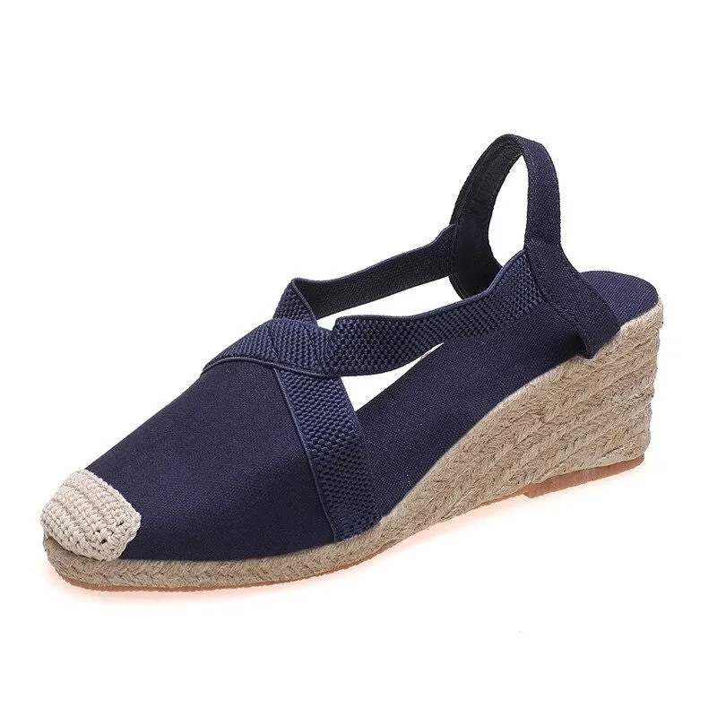 OCW Wedges Women Shoes Closed Toe Espadrille Platform Height Increase Sandals