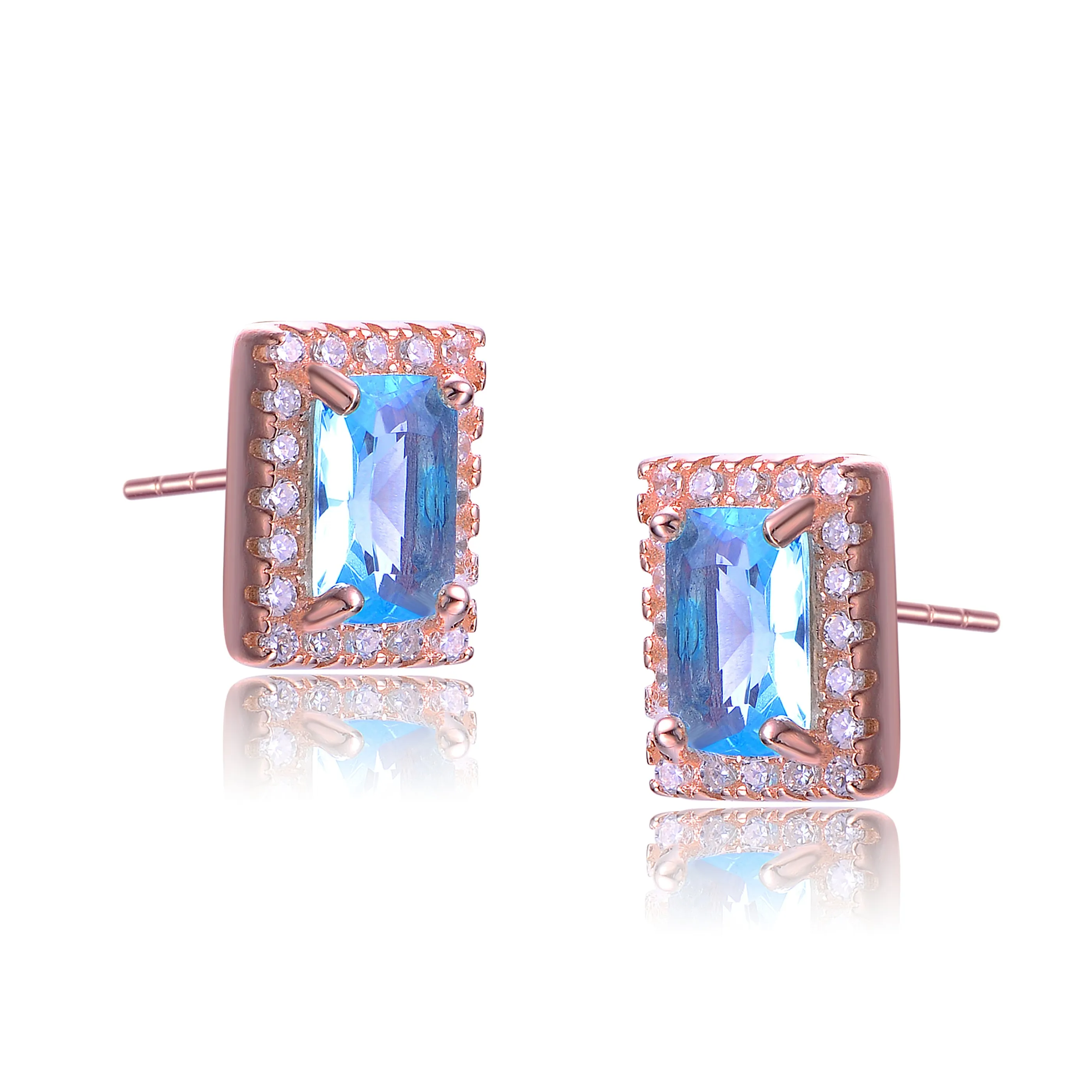 Provence Blue Topaz Square Shape Earrings