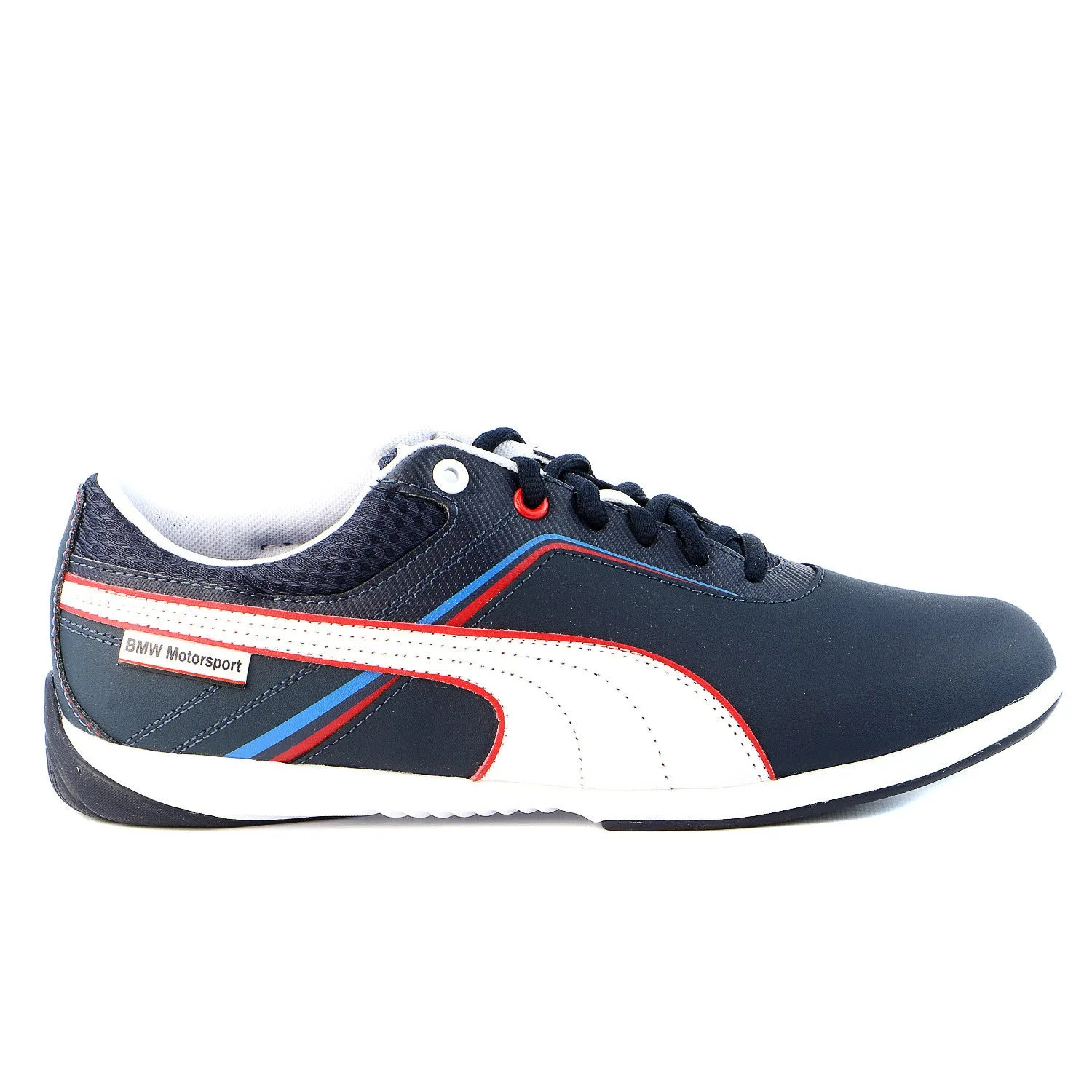 Puma BMW MS Ignite Leather Fashion Sneaker Motorsport Shoe - White/BMW Team Blue - Mens