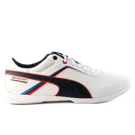 Puma BMW MS Ignite Leather Fashion Sneaker Motorsport Shoe - White/BMW Team Blue - Mens