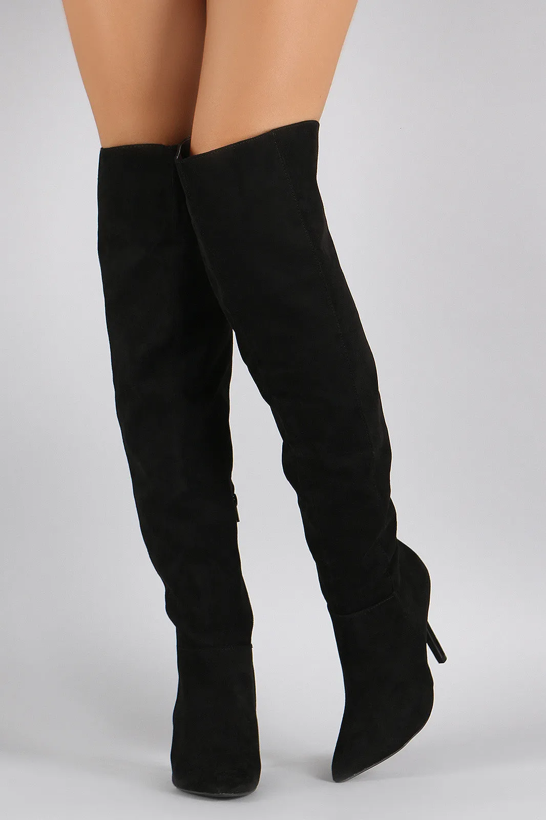 Qui - Pointy Toe Thigh High Stiletto Boots