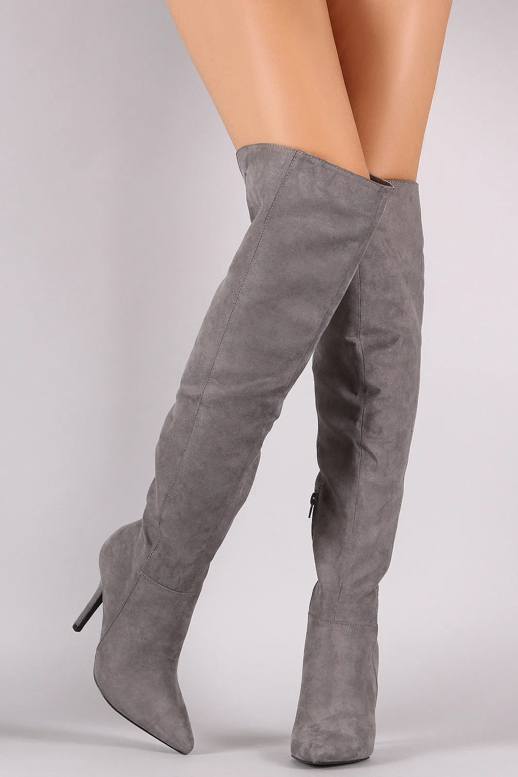 Qui - Pointy Toe Thigh High Stiletto Boots