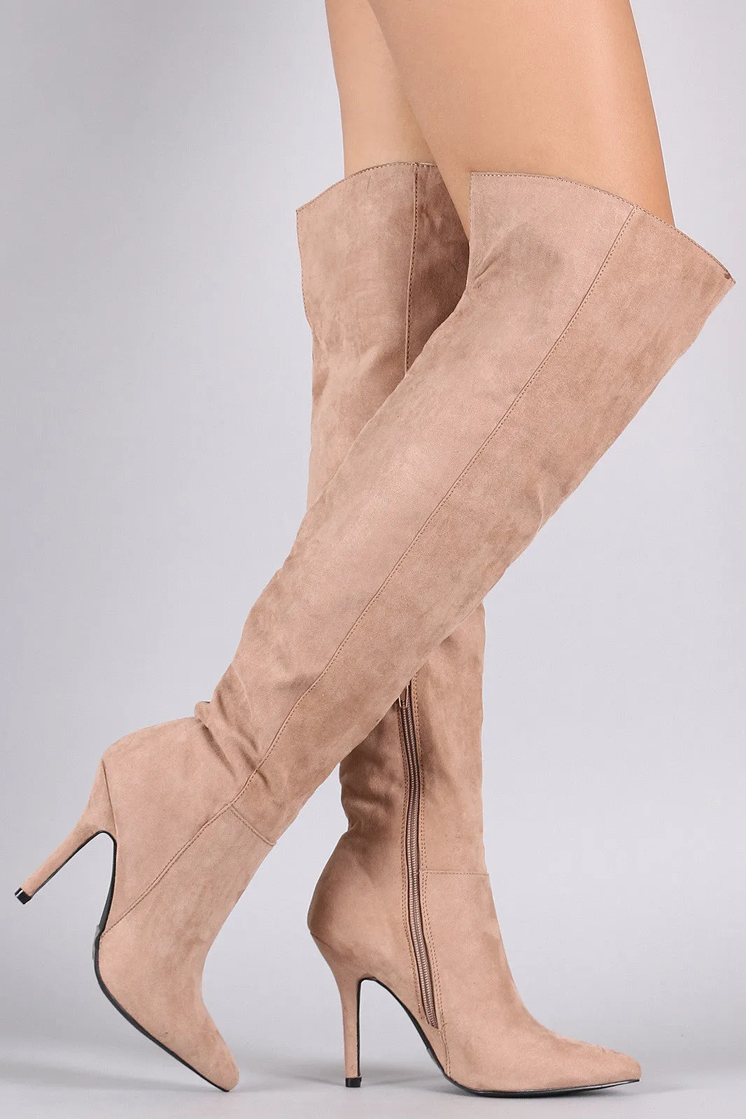 Qui - Pointy Toe Thigh High Stiletto Boots