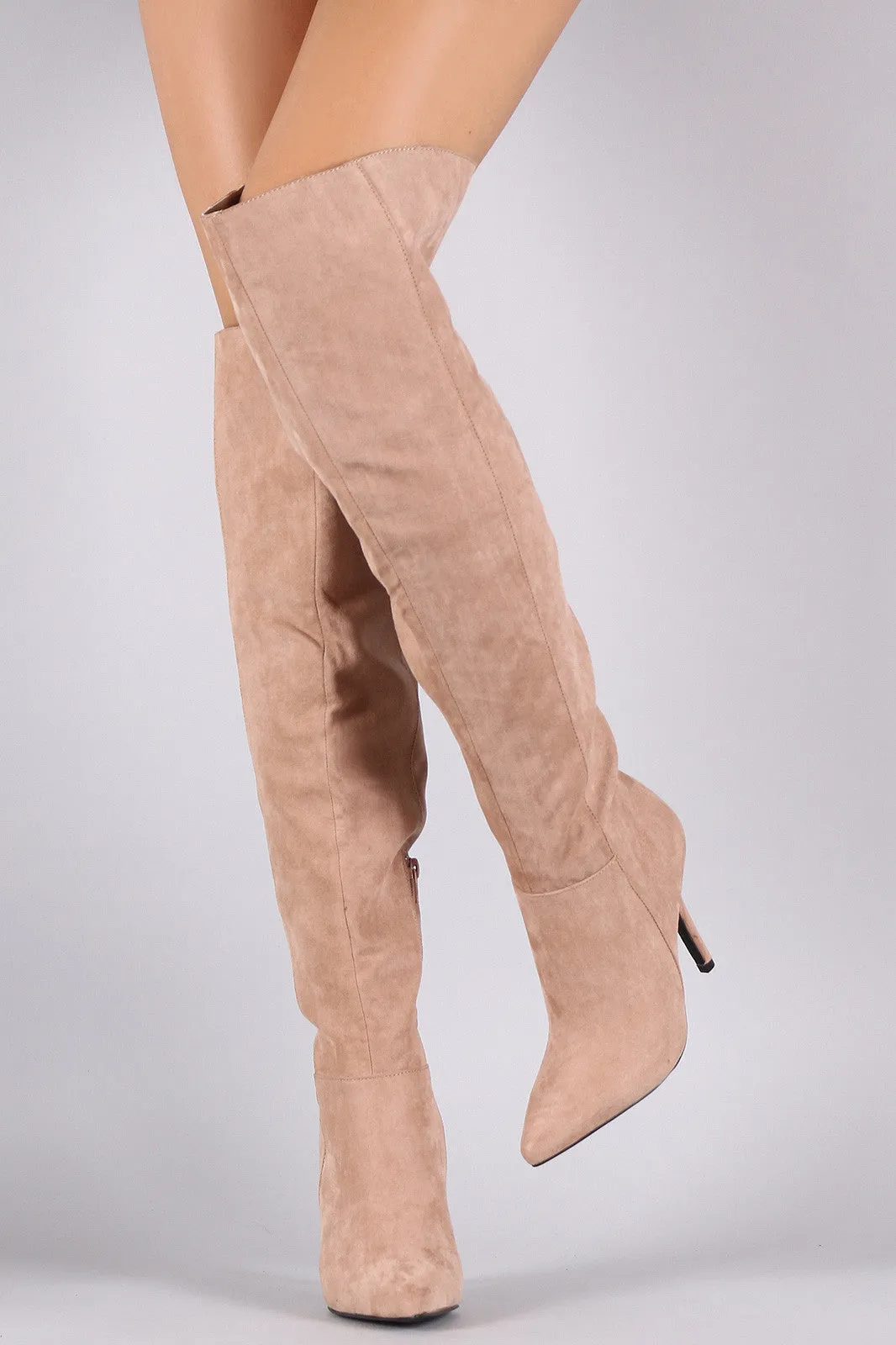 Qui - Pointy Toe Thigh High Stiletto Boots