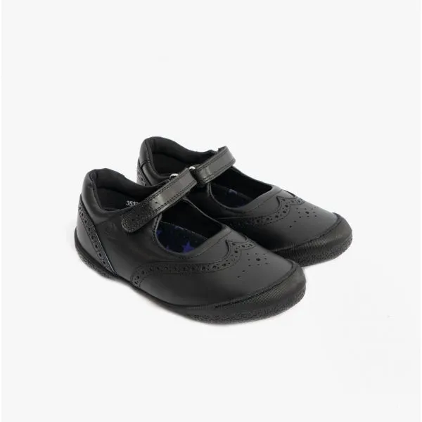 RINA Girls Leather Touch Fasten Shoes Black