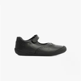 RINA Girls Leather Touch Fasten Shoes Black