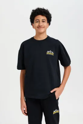 Senior Boys Black Embellished T-Shirt