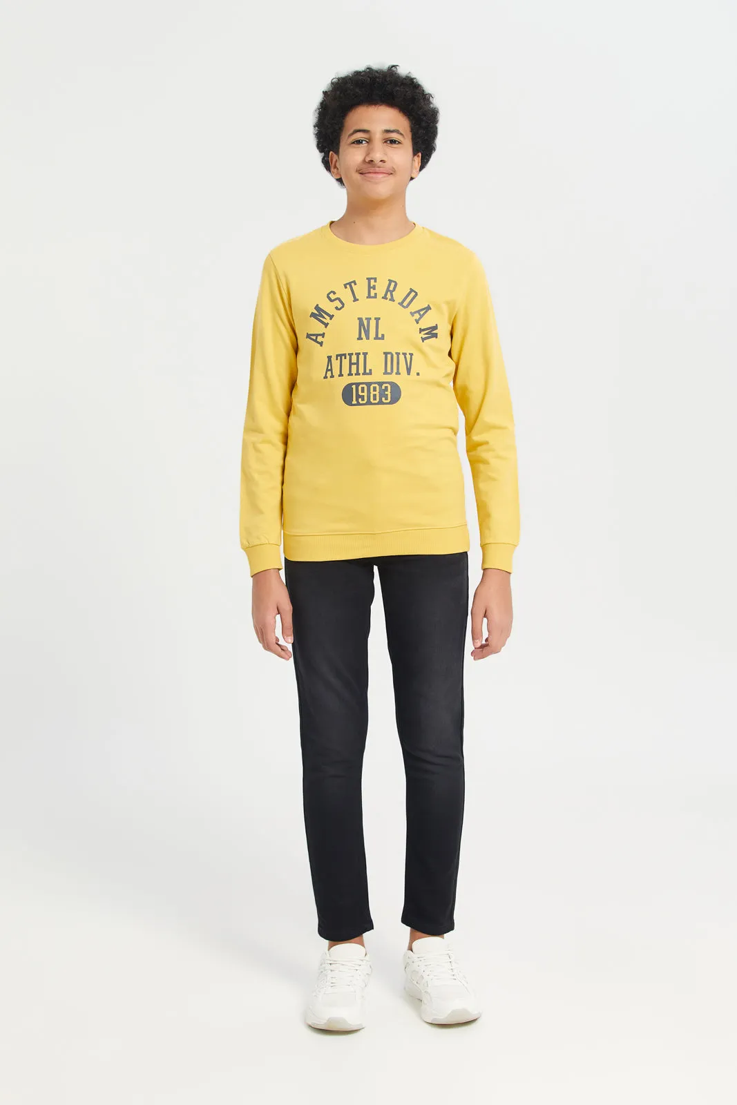 Senior Boys Mustard Graphic Sweatshirt