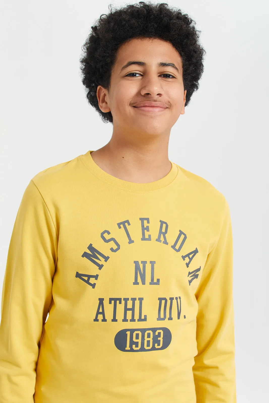 Senior Boys Mustard Graphic Sweatshirt