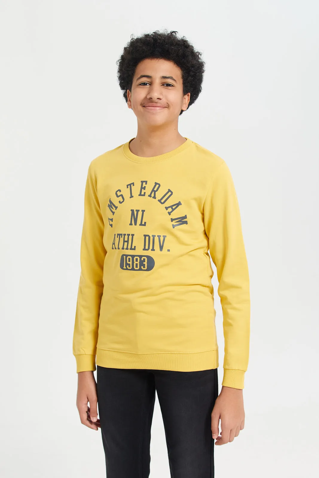 Senior Boys Mustard Graphic Sweatshirt