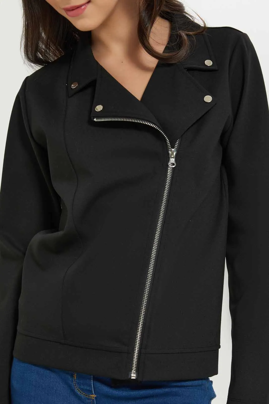 Senior Girls Black Biker Jacket