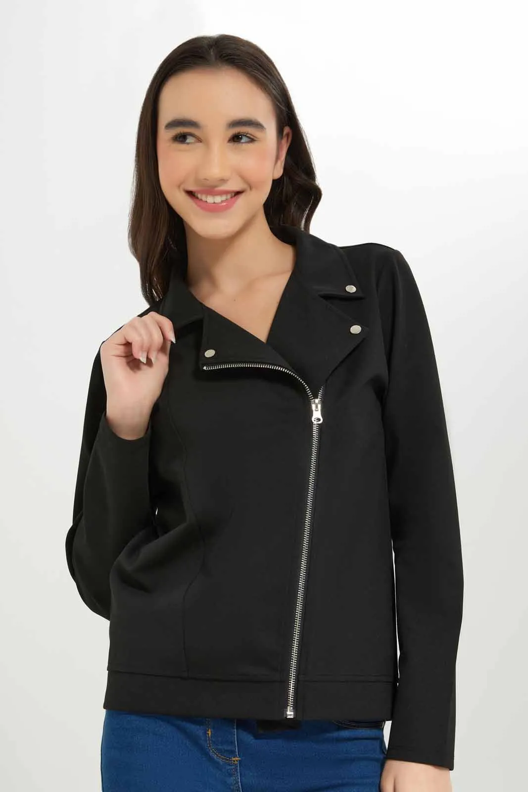 Senior Girls Black Biker Jacket