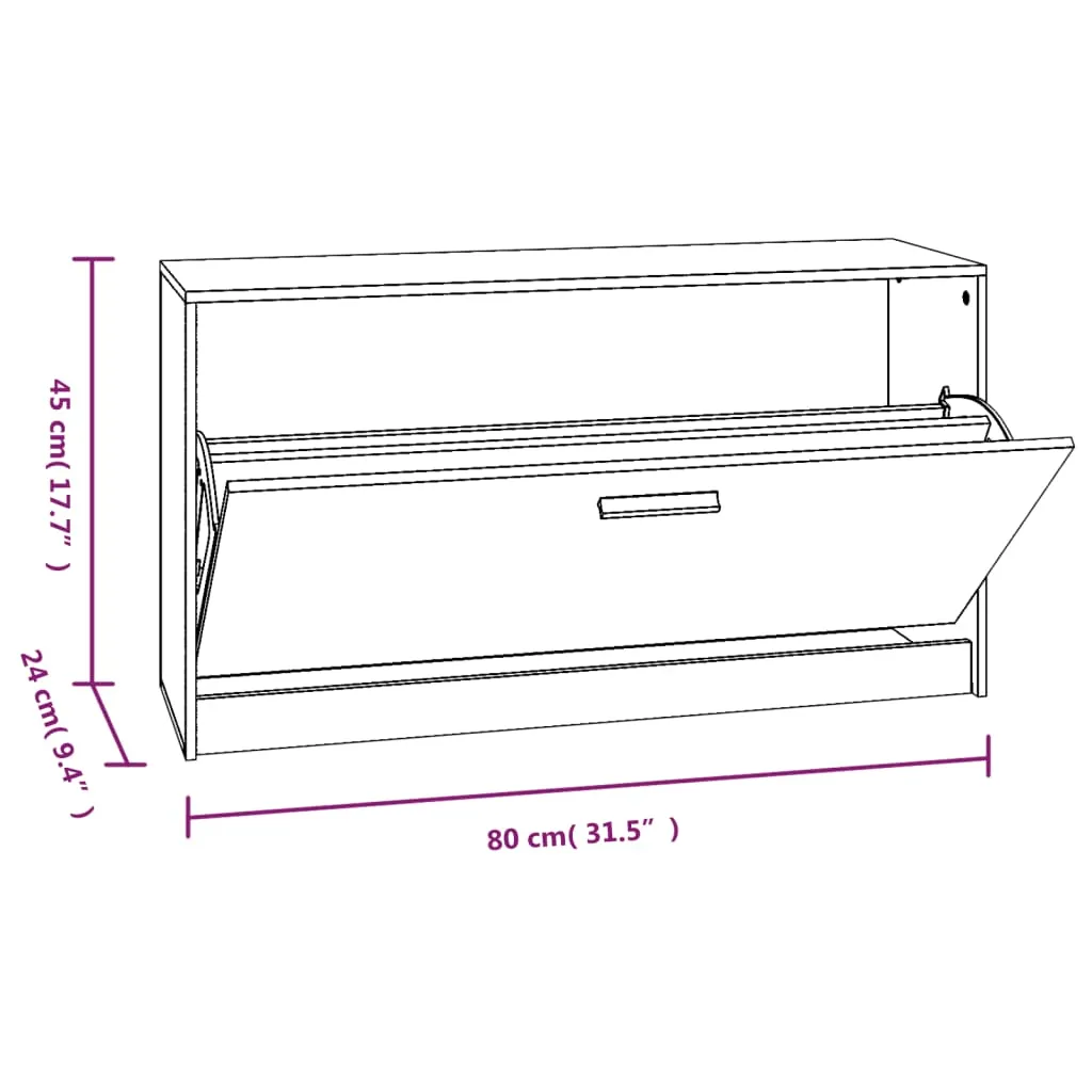 Shoe Bench Smoked Oak 80x24x45 cm Engineered Wood