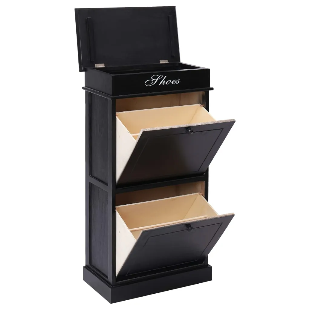 Shoe Cabinet Black 50x28x98 cm Paulownia Wood