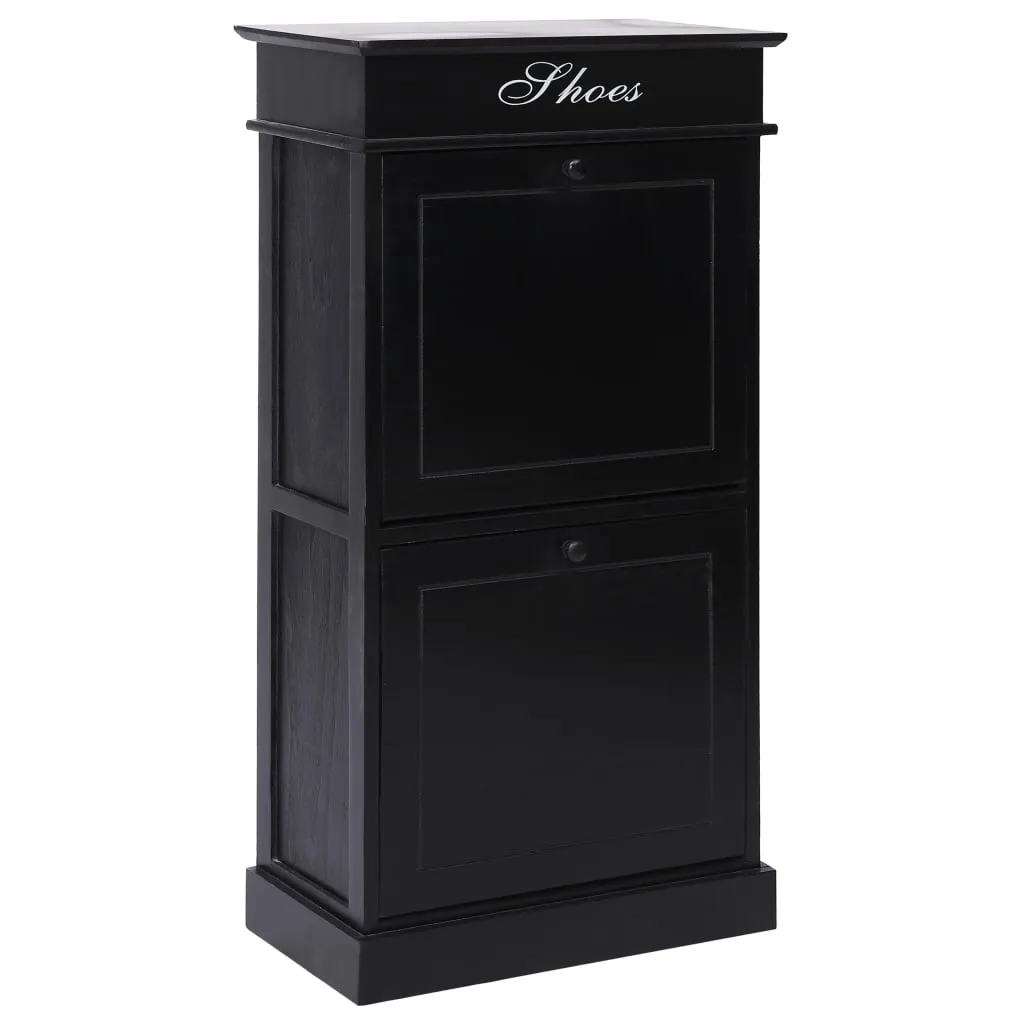 Shoe Cabinet Black 50x28x98 cm Paulownia Wood