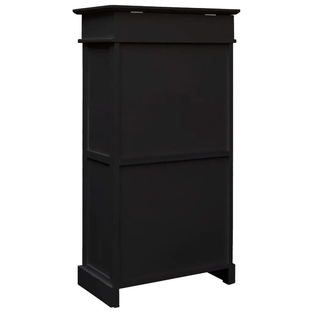 Shoe Cabinet Black 50x28x98 cm Paulownia Wood