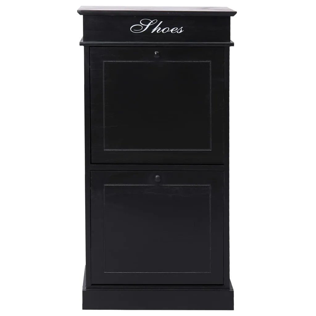 Shoe Cabinet Black 50x28x98 cm Paulownia Wood