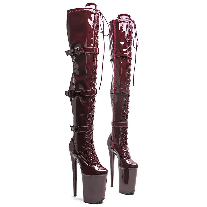 Trendy Platform High Heel Patent Leather Booits