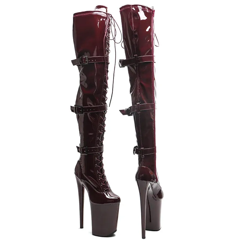 Trendy Platform High Heel Patent Leather Booits